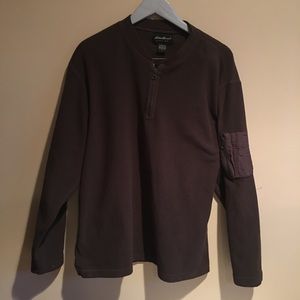Eddie Bauer Quarter Zip Fleece Pullover Brown L